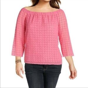 Tommy Hilfigern Pink Lace Off the Shoulder Blouse 1X